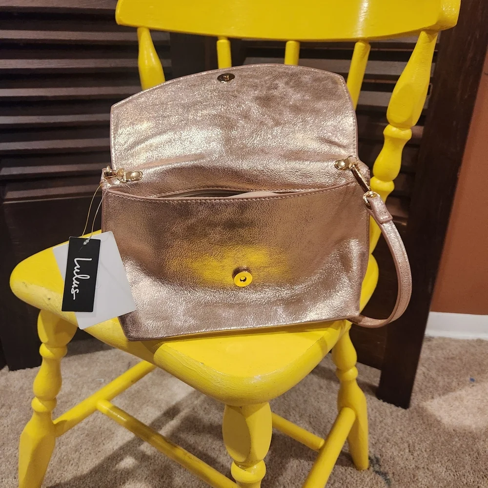 Lulu's Shimmering Gold Crossbody Bag